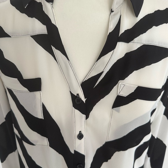 Express Black and White Striped Button Down Shirt - Picture 2 of 6